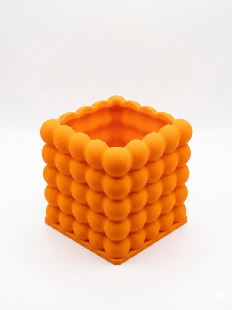 Orange 3D printed desk accessory sample